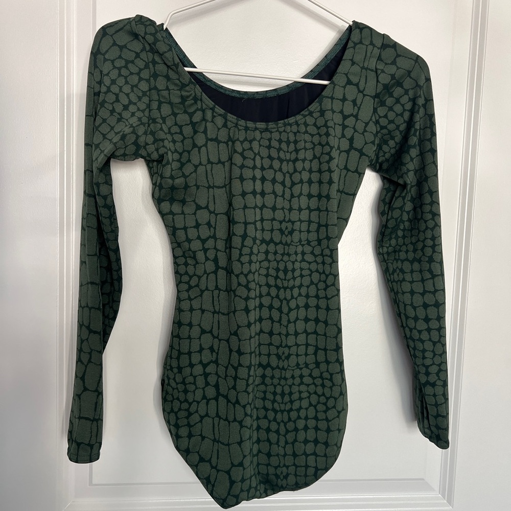 Solid & Striped Dark Green Patterned Womens One P… - image 2
